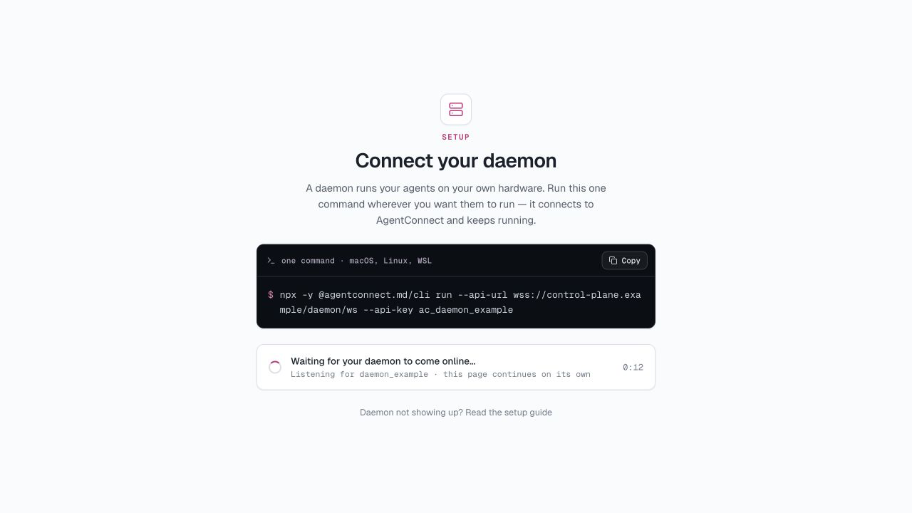 使用示例值连接你的 Daemon